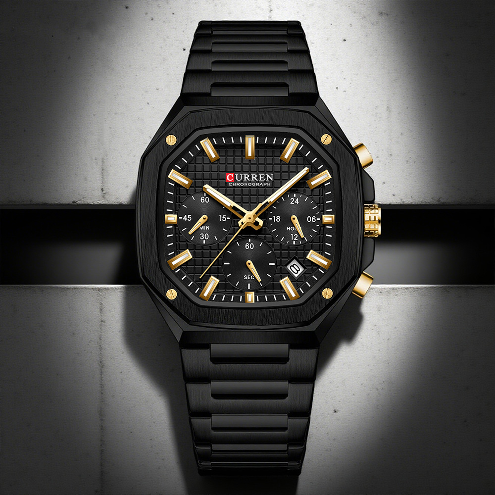 Luxury Watch Black - CURREN Роскошные квадратные часы с хронографом