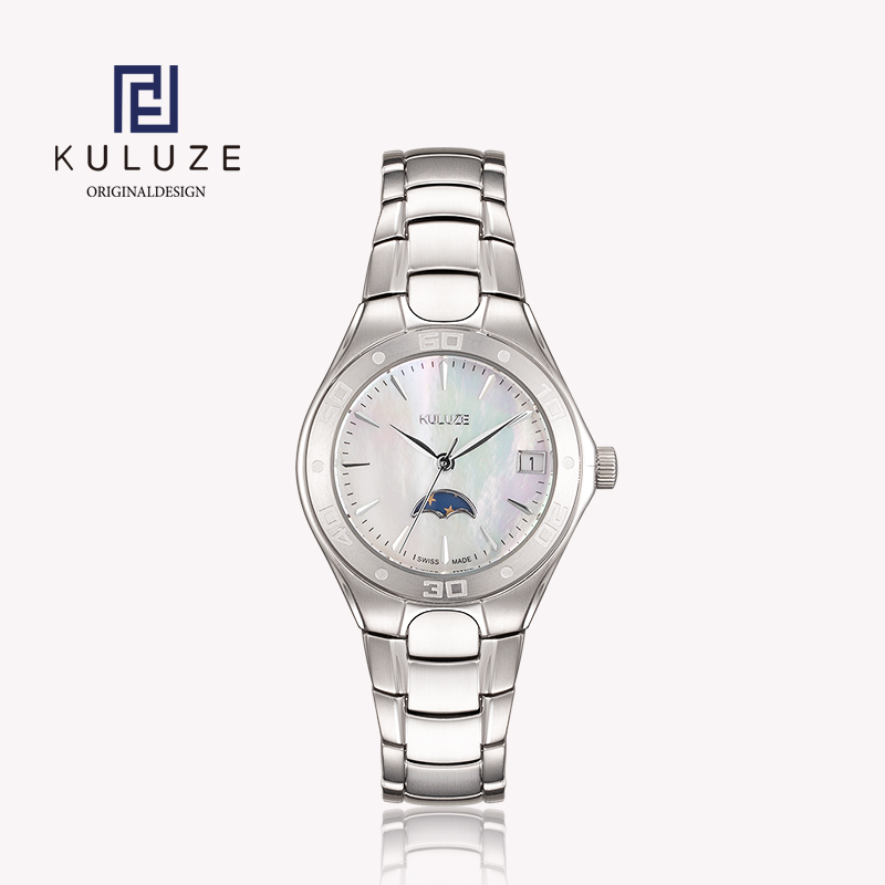 Luxury Watch Moon Phase - Женские часы KULUZE из титана, швейцарские