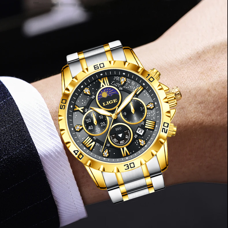 Мужские часы LIGE: люксовые кв – обзор и цена Luxury Watch Moon Phase