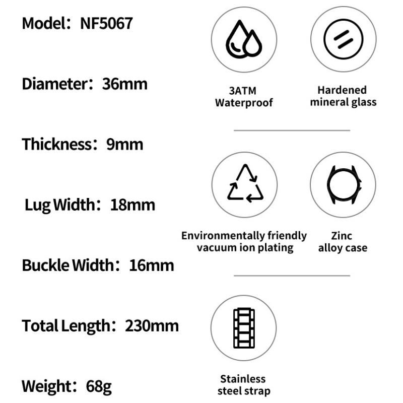 NAVIFORCE женские водонепрониц – обзор и цена Luxury Watch Black