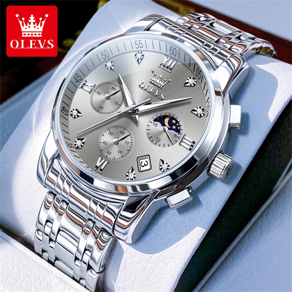OLEVS 2858 Кварцевые часы для  – обзор и цена Luxury Watch Moon Phase