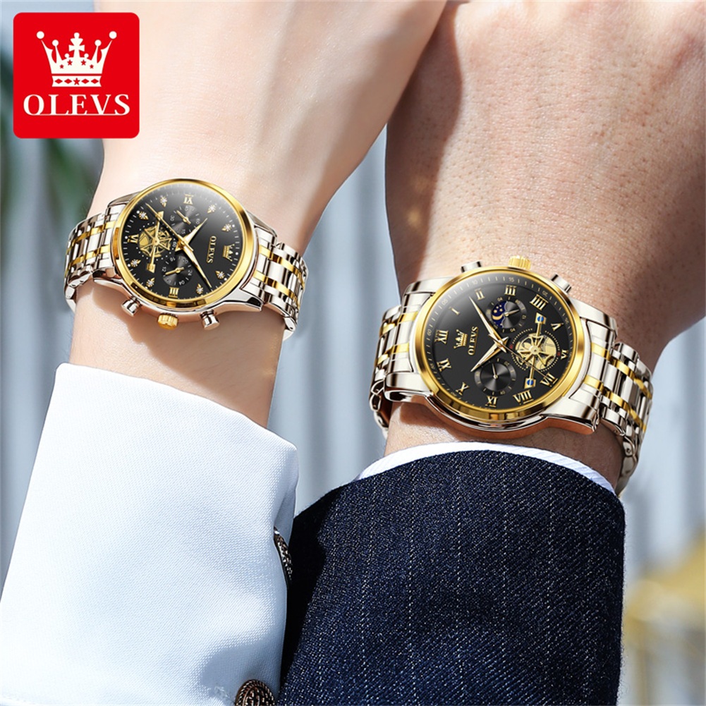 OLEVS Кварцевые часы для пар Э – обзор и цена Luxury Watch Moon Phase