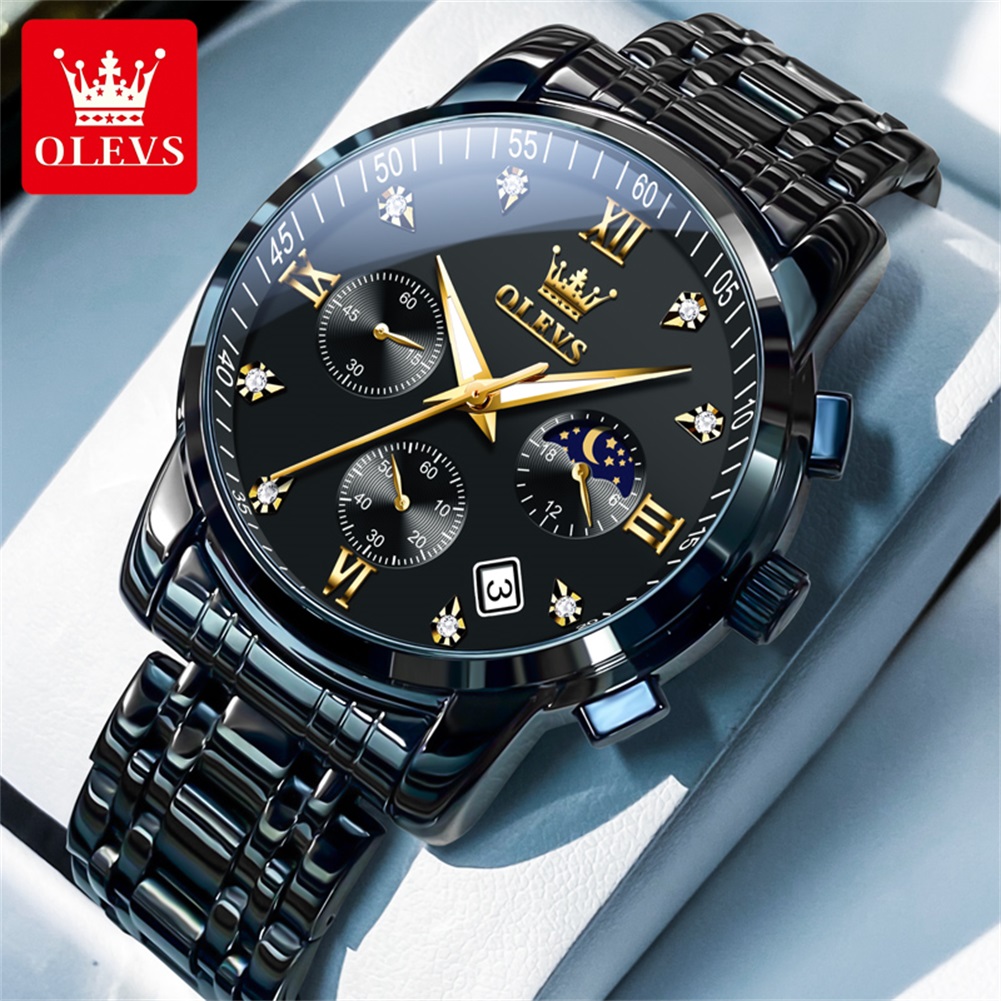 OLEVS Популярные мужские часы  – обзор и цена Luxury Watch Moon Phase