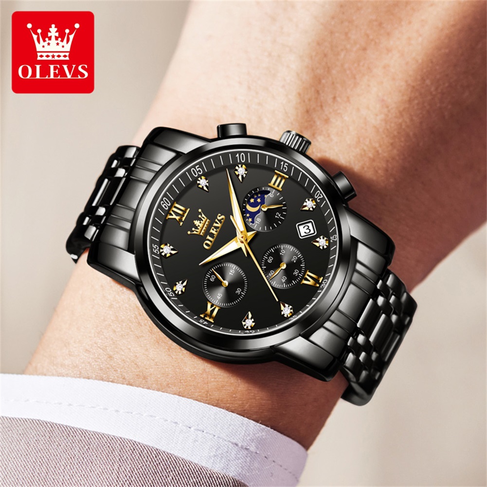 OLEVS Популярные мужские часы  – обзор и цена Luxury Watch Moon Phase