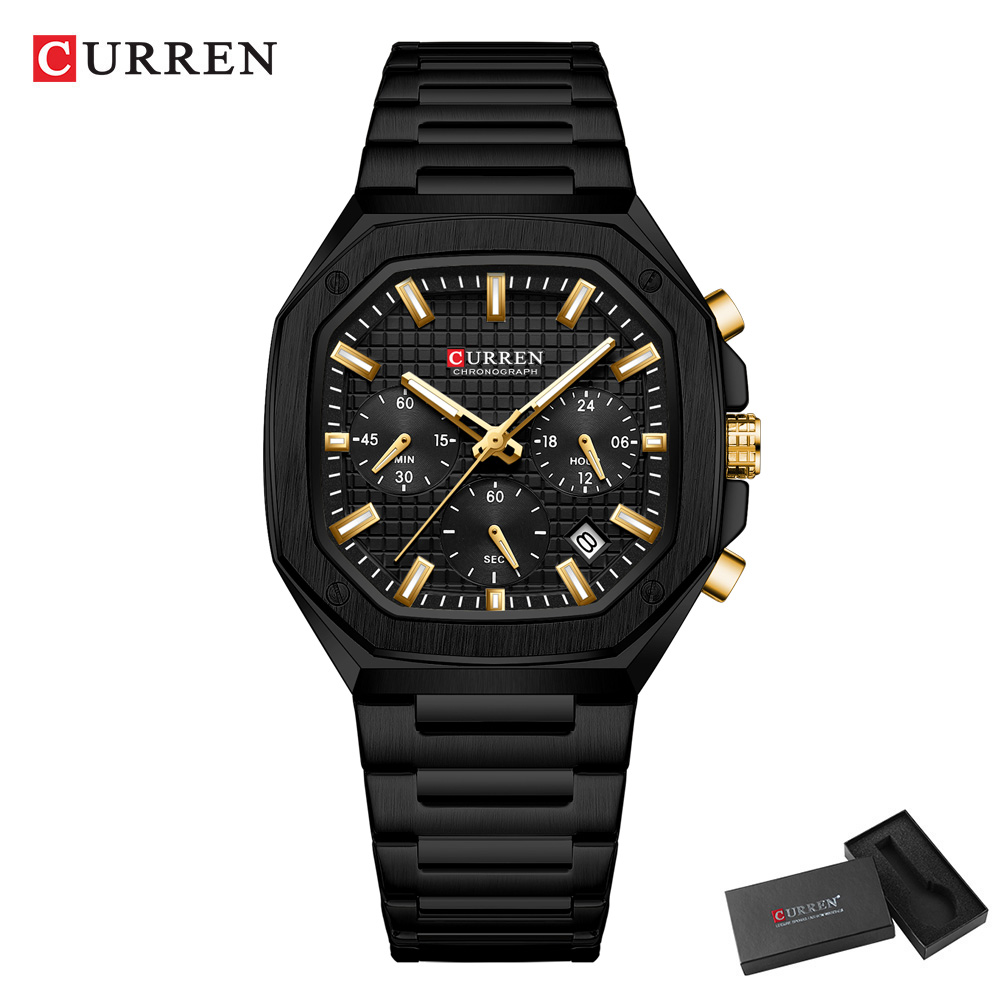 CURREN Роскошные квадратные ча – обзор и цена Luxury Watch Black
